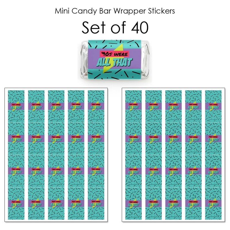 Big Dot of Happiness 90's Throwback - Mini Candy Bar Wrapper Stickers - 1990s Party Small Favors - 40 Count, 3 of 7