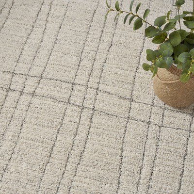 Ivory and Grey Abstract 4' x 6' Synthetic Area Rug