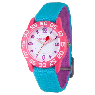 Girls' Red Balloon Pink Plastic Time Teacher Watch - Blue