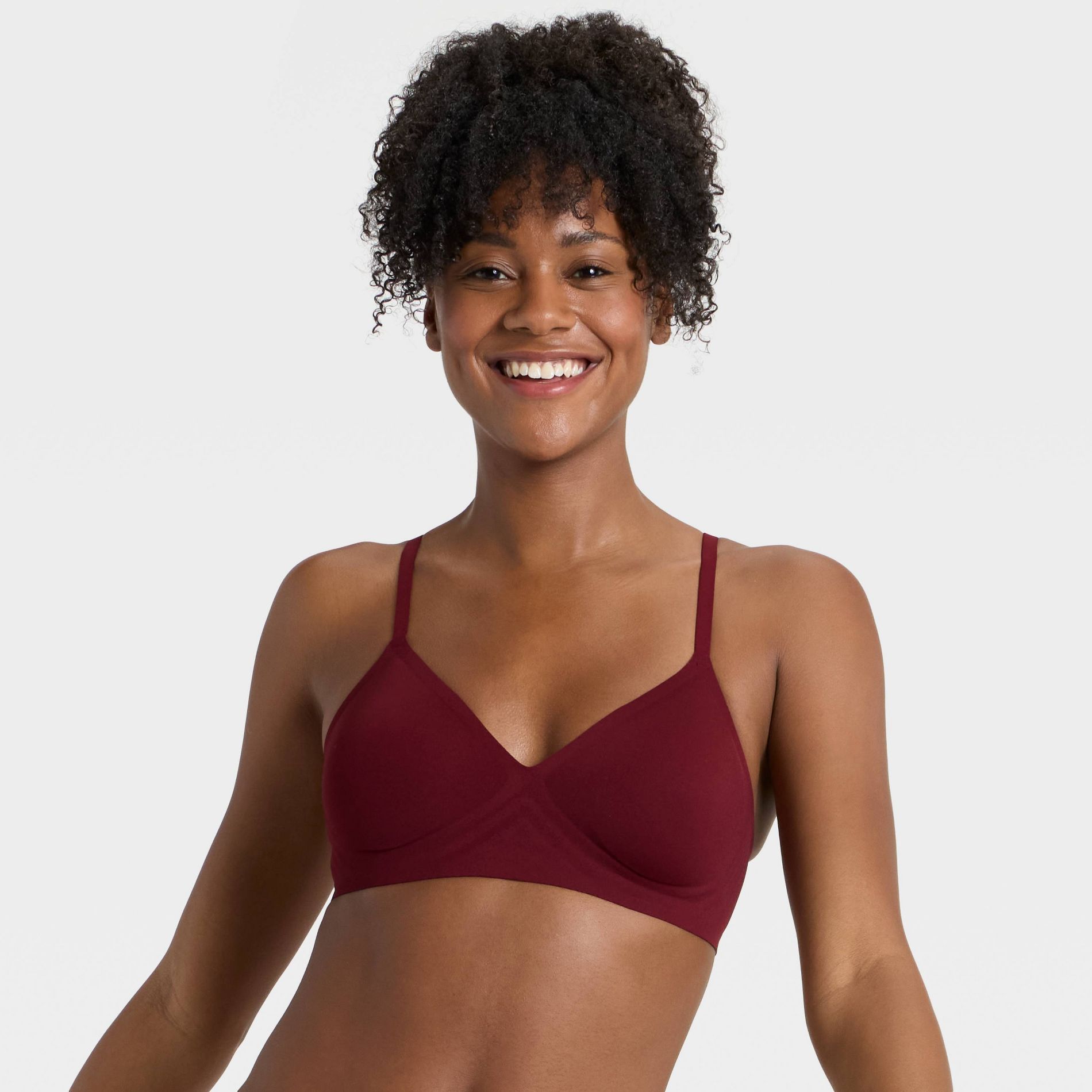 Women's Luxury Collection Removeable Pad V-Neck Bralette - Auden™ Berry Red XL