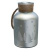 Northlight 12" Christmas Trees and Snowflakes Pillar Candle Holder with Handle - Matte Silver - 2 of 3