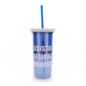 Silver Buffalo The Office Dunder Mifflin Plastic Carnival Cup With Straw | Hold 20 Ounces - 1 of 4