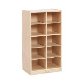 ECR4Kids 10 Cubby Mobile Tray Storage Cabinet, 5x2, Natural