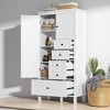Tall Storage Cabinet with 4 Drawers and Adjustable Shelves, Freestanding Solid Wood & MDF Cabinet with Doors, Anti-Tip Device - 2 of 4