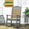 Outsunny Outdoor Rocking Chair, Traditional Wicker Porch Rocker w/ Padded Seat, Breathable Backrest, HDPE Frame with PE Rattan, Dark Gray - 3 of 4