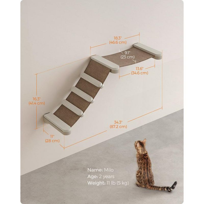 Feandrea Clickat Collection - No.002 Cat Climbing Hammock, Wall-Mounted Cat Bed with Stairs, Cat Wall Perch, 4 of 6