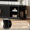 Whisen Wooden TV Stand with Sliding Tambour Door & Golden Handle, Oval Fluted Design, Charging Station for TV up to 80" - 4 of 4