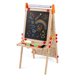 4-in-1 Wooden Art Easel for Kids Double-Sided Foldable with Paper