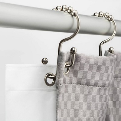 Brushed Nickel Double Glide Shower Curtain Hooks