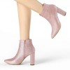 Allegra K Women's Back to College Pointed Toe Chunky Heel Ankle Boots - 2 of 4