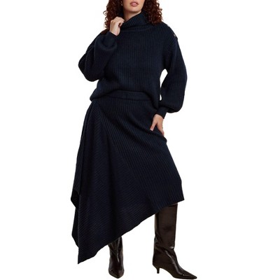 ELOQUII Asym Draped Sweater Skirt