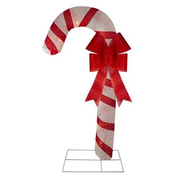 Northlight 72" Pre-Lit Red and White Glitter Candy Cane Christmas Outdoor Decoration