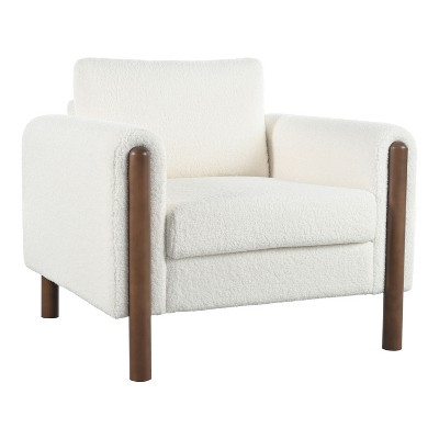 NicBex Teddy Accent Chair,Upholstered Living Room Chairs with Mid-Height Backrest and Walnut Leg,Modern Armchair,Accent Chairs for Living Room