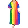 LA LEELA Women's Summer Rainbow Loungewear Beach Maxi Kaftan Casual Long Dress Caftan Coverup 2X-3X Multi Stripes - 2 of 4