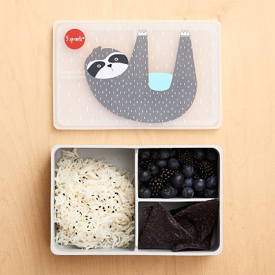 Gray Sloth Silicone Bento Box with 3 Compartments