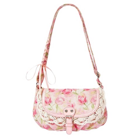 Сумки Alilang Vintage Lace Crossbody for Women, Adjustable Shoulder Purse with Buckle Flap - Pink