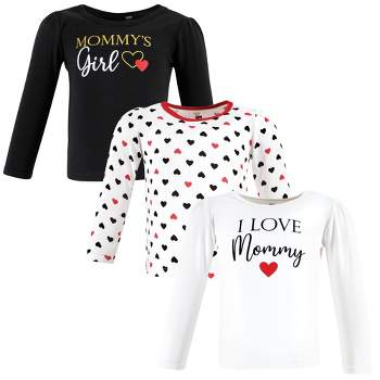 Hudson Baby Infant Girl Long Sleeve T-Shirts, Girl Mommy Red Black