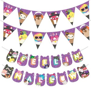 Treasures Gifted Club Squishmallows (1) Birthday Banner & (2) Pennants Kit - Squishmallows Party Supplies - 1 of 4