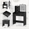 Vanity Desk with LED Light Mirror and Charging Station,Small Makeup Vanities Set with 2 Drawers - 2 of 4