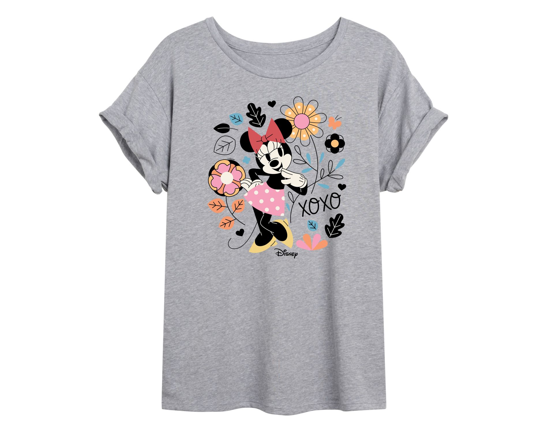 Women's Disney Minnie Xoxo Oversized Graphic T-Shirt - Heather Grey - 2 X-Large