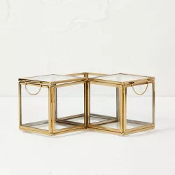 Metal Glass Decorative Box Gold - Opalhouse™ designed with Jungalow™