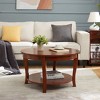 NicBex Traditional Round Coffee Table with Storage Shelf,2-Tier Wooden Circle Tea Table,Center Table for Living Room - 3 of 4