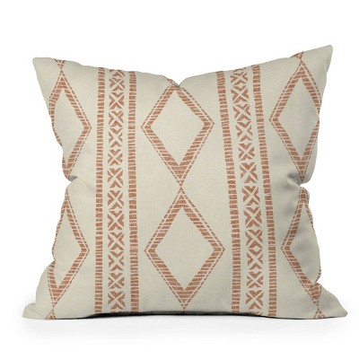 26" x 26" Little Arrow Design Co. Oceania Diamond Stripes Ginger Outdoor Throw Pillow Cream - Deny Designs