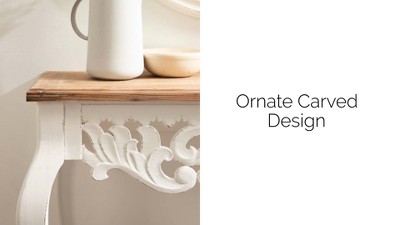 Antonella Rustic Brown and White Carved Wood Console Table