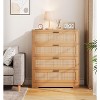 4 Drawer Dresser for Bedroom, Rattan Chest of Dressers, Modern Wood Tall Dresser with Power Outlets, Drawer Organizer Unit with Metal Handle - 4 of 4