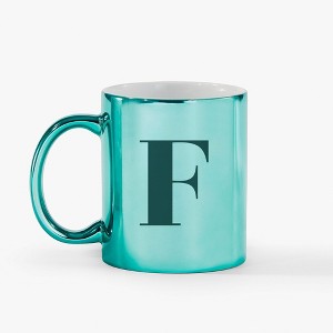 Personalization Mall Metallic Initial 11 Oz. Mug, Green - 1 of 1