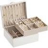 2-Layer Jewelry Box, Jewelry Organizer with Handle, Removable Jewelry Tray, Jewelry Storage, Floating Effect, White - 2 of 4