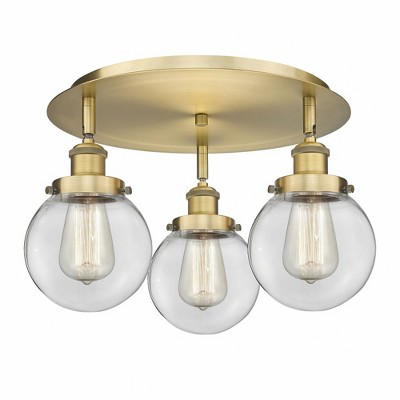 Beacon - 3 Light Flush Mount In Art Deco Style-9.63 Inches Tall and 17.75 Inches Wide