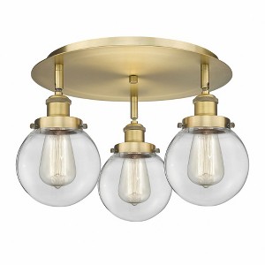 Beacon - 3 Light Flush Mount In Art Deco Style-9.63 Inches Tall and 17.75 Inches Wide - 1 of 1