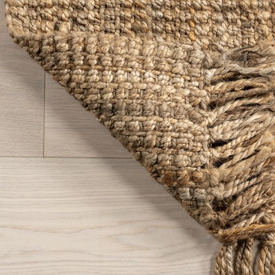 Handcrafted Artisanal Chunky Jute 4' Square Rug in Natural