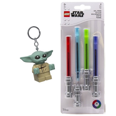 Lego Star Wars 4pk Lightsaber Gel Pens Multicolored Ink With Baby Yoda  Grogu Led Keychain Gift Set : Target