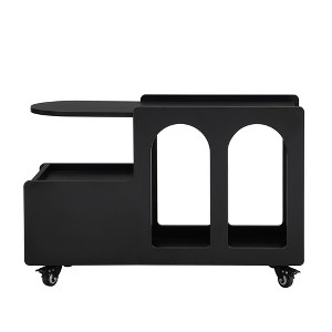 VYNXARIA Mobile End Table , Lockable Wheels - Cream Style Side Table Featuring Storage Drawer, 11.8 Inch with Multi-Layer Storage, Living Room,Black - 1 of 4