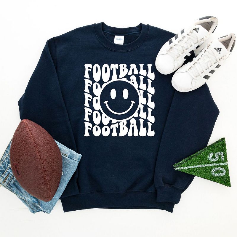 Simply Sage Market Women's Graphic Sweatshirt Football Smiley Face, 3 of 4