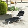 Resenkos Folding Chaise Lounge, Outdoor Sun Tanning Chair, 4-Position Reclining Back, Armrests, Removable Pillow, Light Gray - 3 of 4