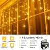 Itopfox 200 LED Star Icicle Curtain Lights 40 Drops Warm White 8 Modes Timer IP44 Waterproof Connectable 1 Set 26.2FT Indoor Outdoor - 2 of 4