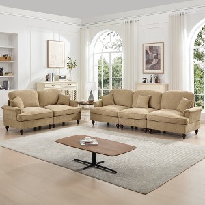 GDFStudio Sonne Modular Chenille Upholstered Sofa Set with Detachable Ruffle Skirts - 1 of 4