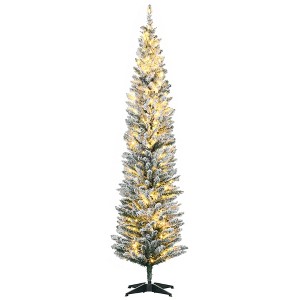 7FT Tall Pre-Lit Slim Noble Fir Artificial Christmas Tree with 210 Warm White LED Lights and 499 Tips, for Christmas Decoration, Green - 1 of 1