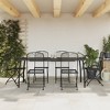 vidaXL Anthracite Metal Mesh Patio Dining Set - 7 Piece Industrial Style Garden Furniture with Foldable Chairs and Spacious Tabletop - 2 of 4