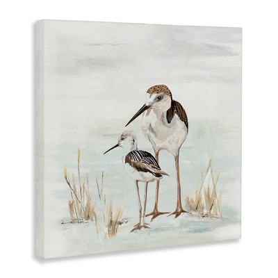 Sandpipers Duo Coastal Beach Bird Canvas Wall Art - 30" x 30"