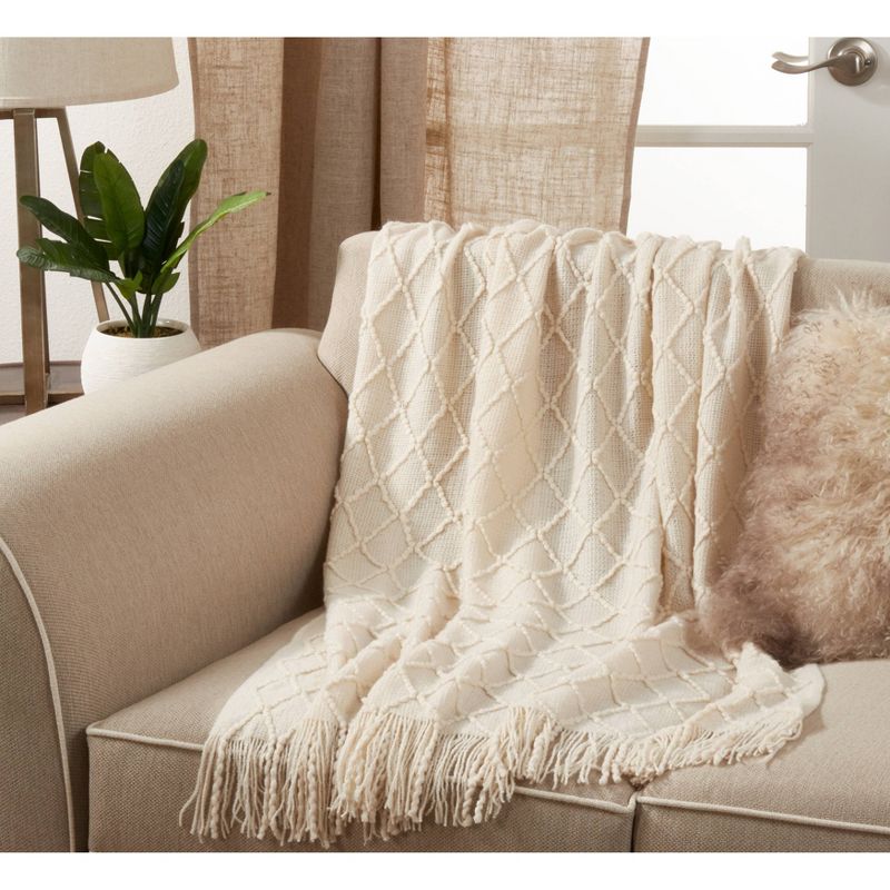 50"x60" Solid with Knitted Design Throw Blanket - Saro Lifestyle, 5 of 6