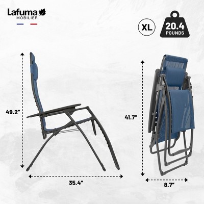 XL Ocean Blue Zero Gravity Recliner with Cushions and Steel Frame