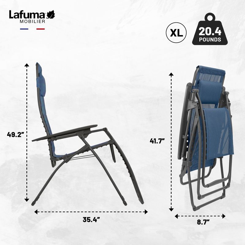Lafuma Futura Zero Gravity Outdoor Steel Framed Lawn Recliner Chair, 4 of 9