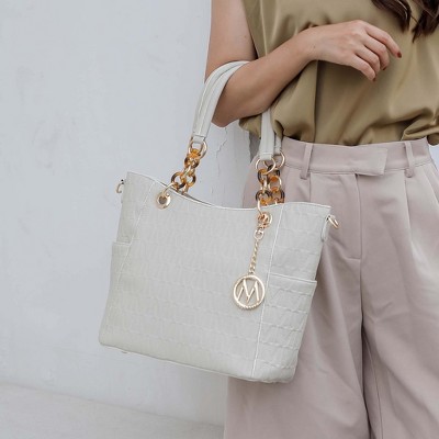 MKF Collection Structured Tote Bag Logo Embossed Acrylic Link, Rylee | MKF Collection by Mia K - Chocolate — фото 2