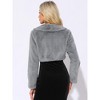 INSPIRE CHIC Women's Evening Bow Tie Front Turndown Collar Faux Fur Fluffy Cropped Coat - 4 of 4