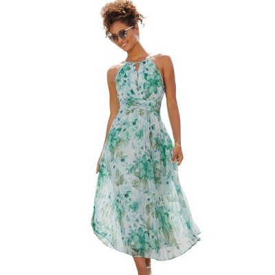 Women's Floral Pleated Maxi Dress - LASCANA