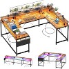 Nasitip 78.8" U-Shaped Desk w/Power Outlets, LED Lights & Monitor Stand – Reversible L-Shaped Office/Gaming Desk w/Storage - 3 of 4